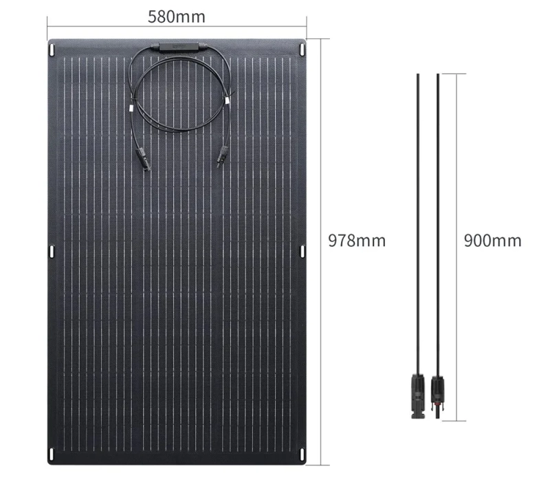 Elastyczny panel słoneczny Allpowers 100W wymiary