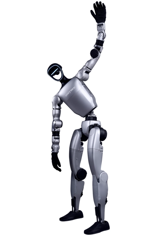 Robot humanoidalny UniTree G1 - z ręką w górze