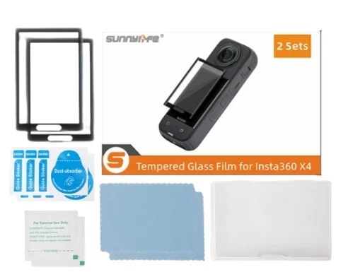 Zawartość zestawu - Zestaw 2 Szkieł Hartowanych Sunnylife 3D do Insta360 X4  X5
