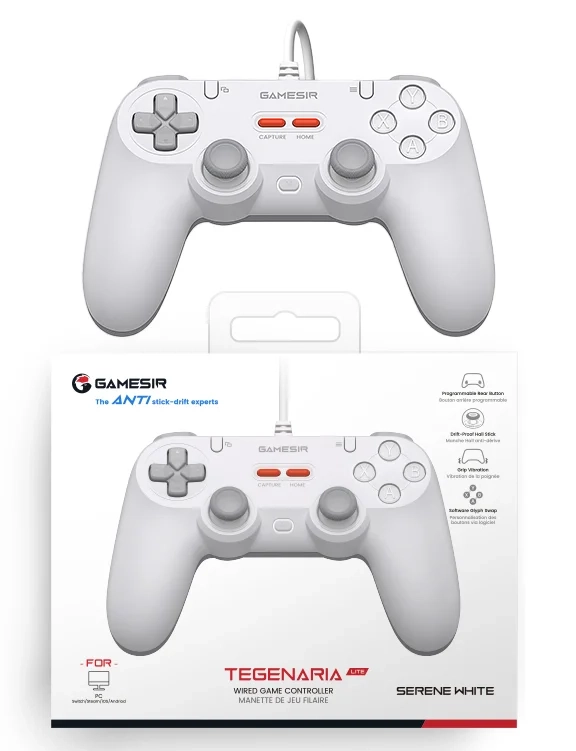 Pad przewodowy GameSir T3 LITE biały (Tegenaria Lite) - opakowanie