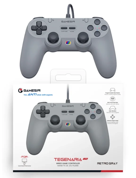 Pad przewodowy GameSir T3 LITE szary (Tegenaria Lite) - opakowanie