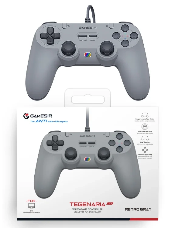 Pad przewodowy GameSir T3 LITE szary (Tegenaria Lite) - opakowanie