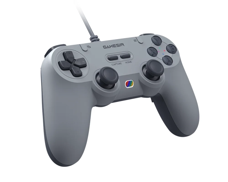Pad przewodowy GameSir T3 LITE szary (Tegenaria Lite) - przód na ukos