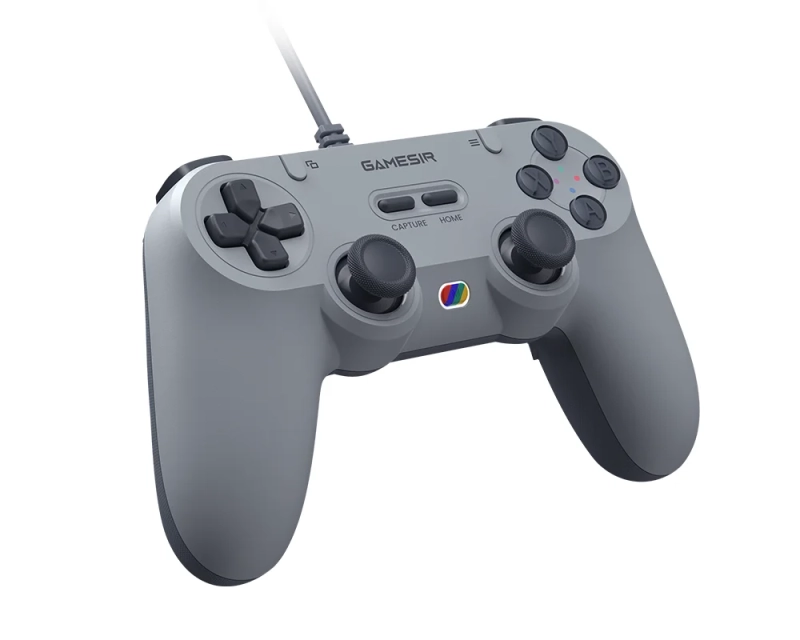 Pad przewodowy GameSir T3 LITE szary (Tegenaria Lite) - przód na ukos