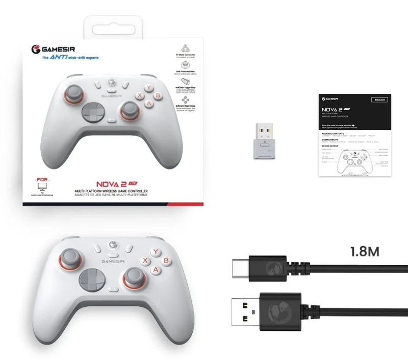Bezprzewodowy kontroler GameSir Nova 2 Lite - biały - zawartość zestawu