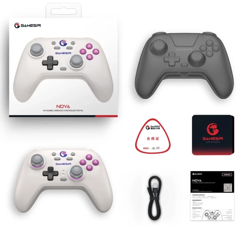 GameSir Nova HD Rumble biały - zawartość zestawu