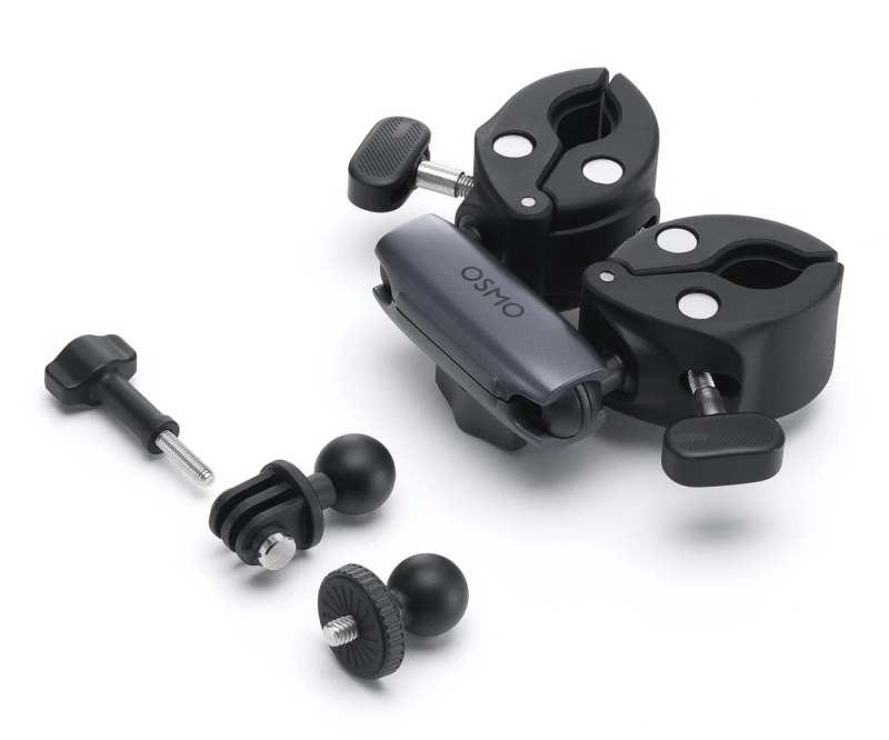 Podwójny wytrzymały zacisk do kamer sportowych DJI Osmo - na ukos