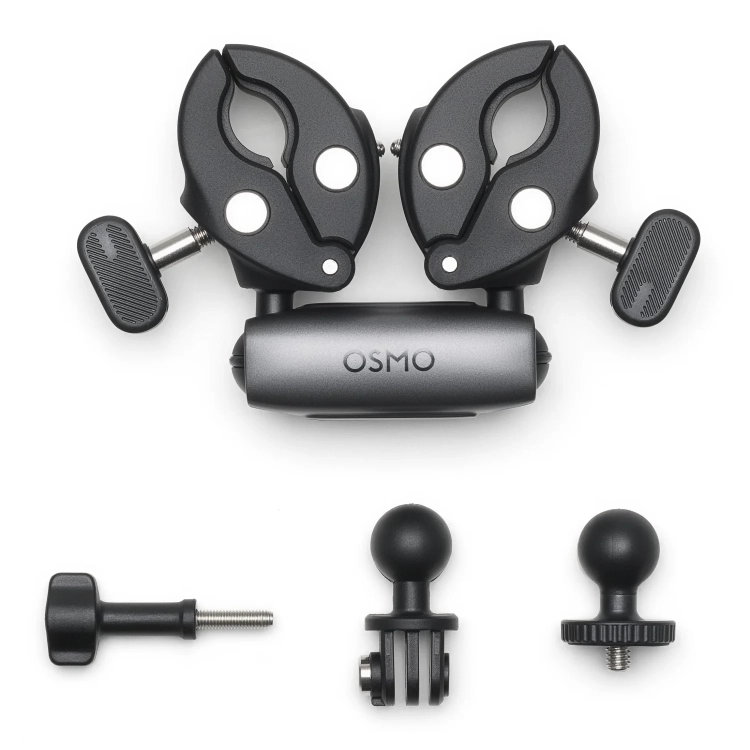 Podwójny wytrzymały zacisk do kamer sportowych DJI Osmo - od góry