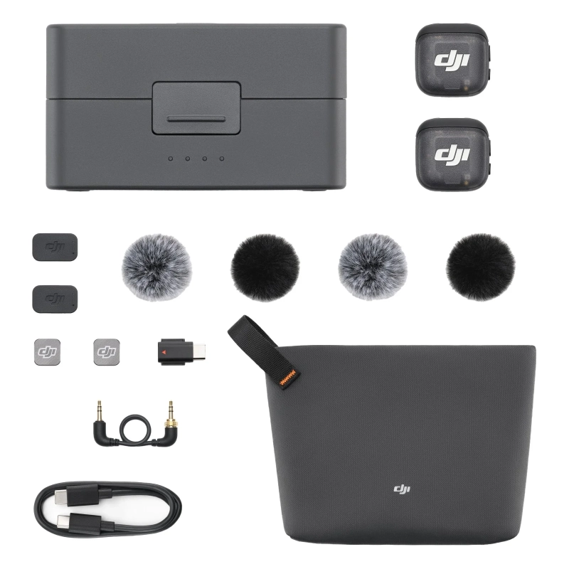 System mikrofonów bezprzewodowych DJI Mic 3 z dwoma nadajnikami i odbiornikiem