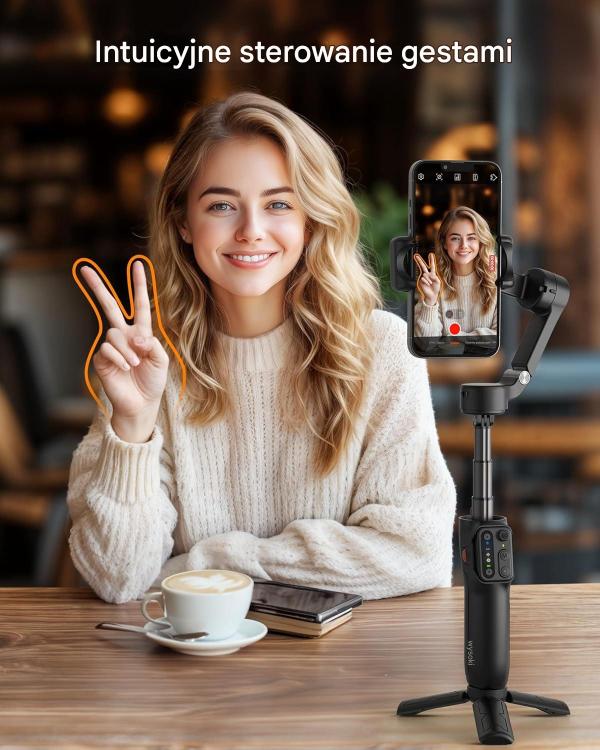 Stabilizator hohem iSteady X3 SE Plus w czerni, z wysuwaną rączką do ujęć z góry i z dołu oraz pilotem Bluetooth.