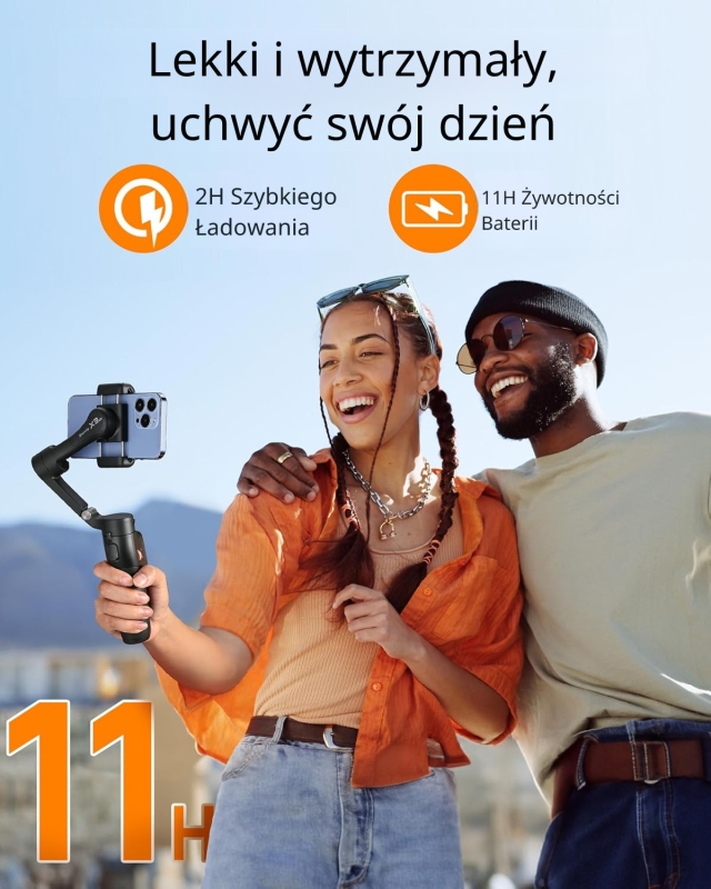 Stabilizator do iPhone’a hohem iSteady X3 SE Plus, składany i przenośny, z baterią do 11 h i szybkim przełączaniem poziom/pion.