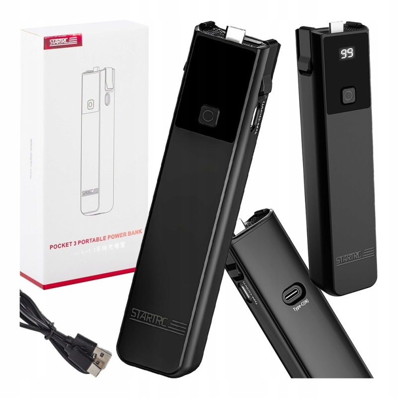 STARTRC Grip Power Bank 6000 mAh – akcesorium do DJI Pocket 3 z szybkim ładowaniem PD 20 W i czytelnym ekranem LCD.