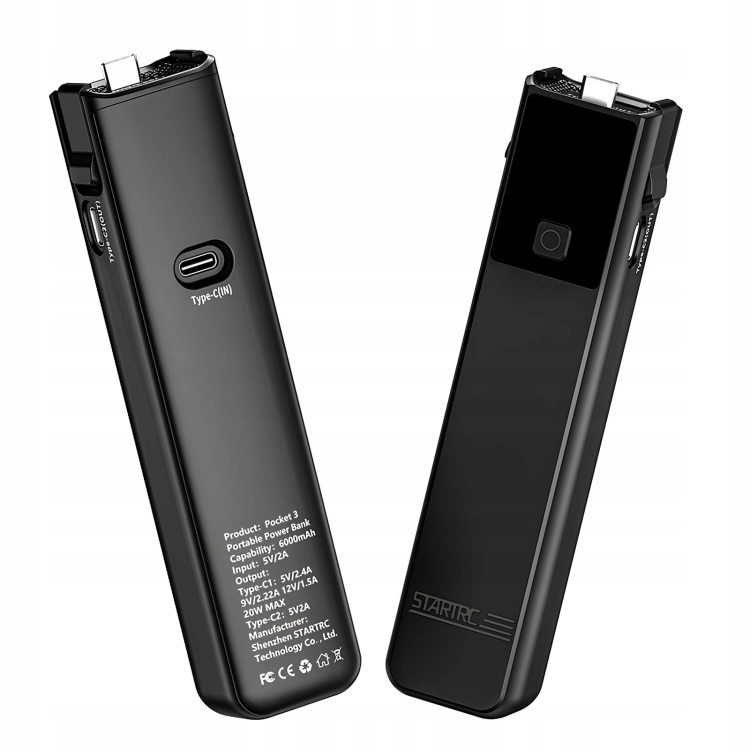 Rączka bateryjna STARTRC do DJI Pocket 3 – pewny uchwyt, blokada mocowania i dodatkowa energia 6000 mAh.