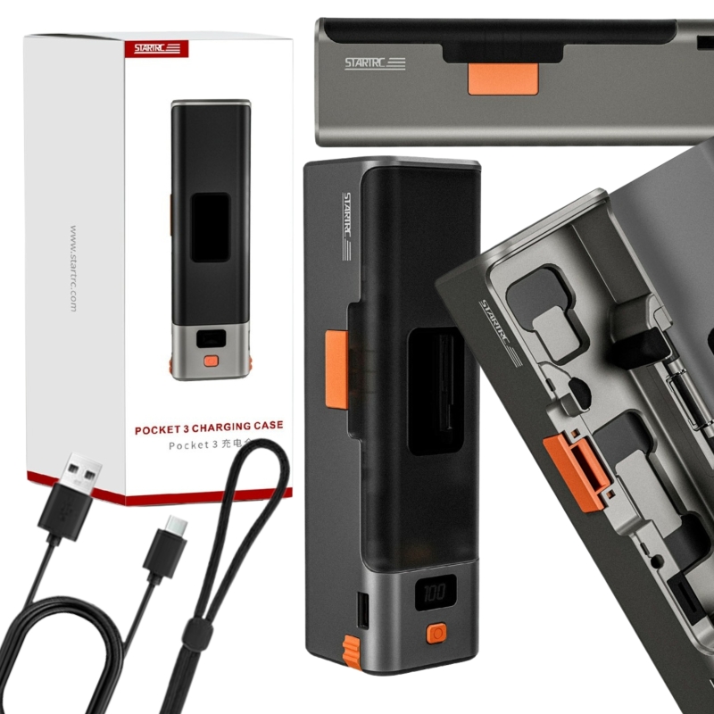 Etui STARTRC Power Bank 9000 mAh do DJI Osmo Pocket 3 – ochronny case-uchwyt z wyświetlaczem LCD i szybkim ładowaniem PD 20 W.