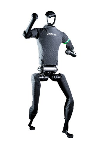 Humanoid Unitree H1 o wysokości ok. 180 cm i masie 47 kg – platforma badawcza do autonomii, HMI i automatyzacji.