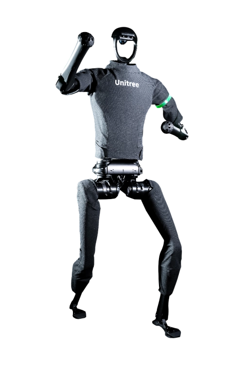 Humanoid Unitree H1 o wysokości ok. 180 cm i masie 47 kg – platforma badawcza do autonomii, HMI i automatyzacji.