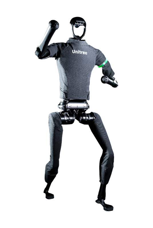 Humanoid Unitree H1 o wysokości ok. 180 cm i masie 47 kg – platforma badawcza do autonomii, HMI i automatyzacji.
