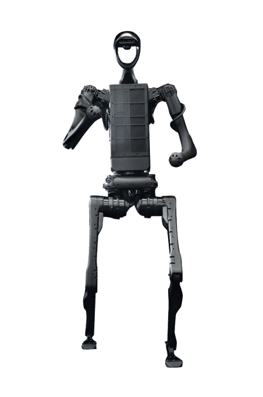 Unitree H1 w ruchu – dynamiczny chód/bieg, siłowniki nóg do 360 Nm i bateria ok. 900 Wh do długiej pracy.