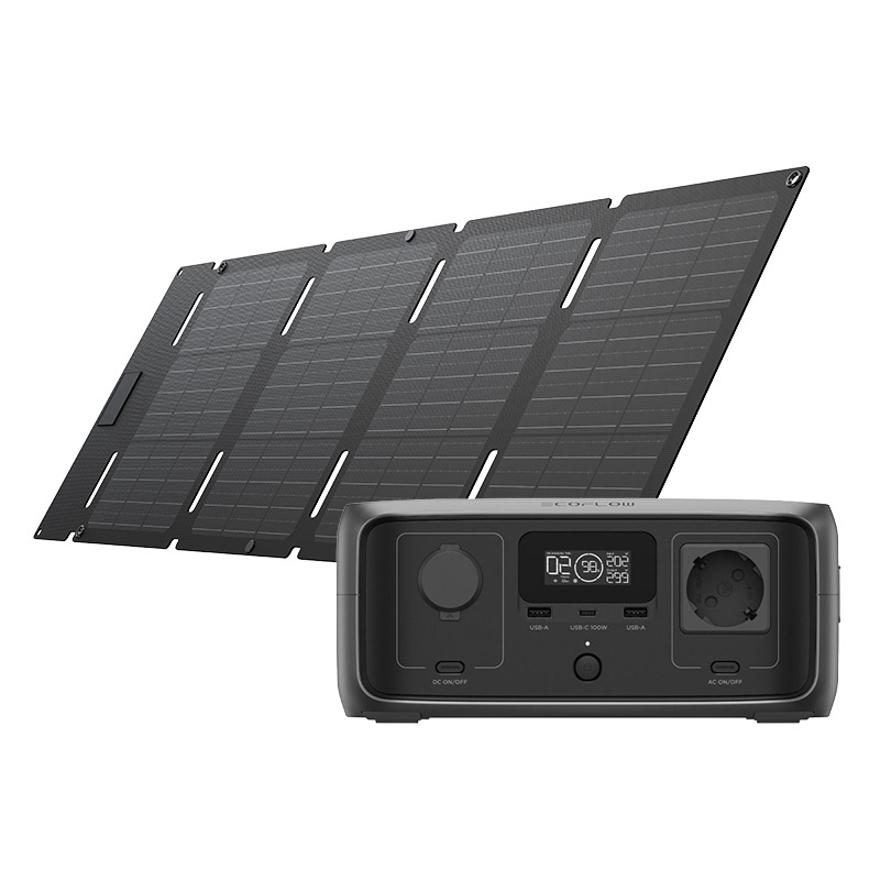 EcoFlow RIVER 3 UPS z panelem 45 W – zestaw do zasilania off-grid