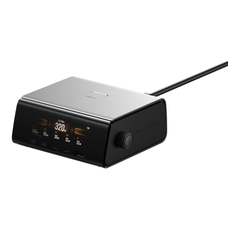 EcoFlow RAPID Pro 320 W — stacja biurkowa z 4× USB-C i USB-A