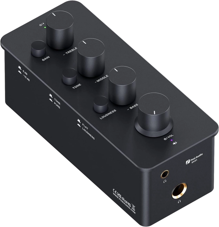 Fosi Audio SK01 – widok ogólny przenośnego wzmacniacza słuchawkowego z EQ
