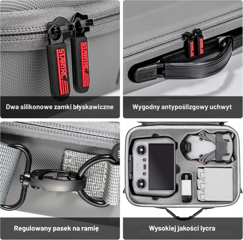 Futerał do DJI Mini 4 Pro — precyzyjnie dopasowane komory i bezpieczne przechowywanie.