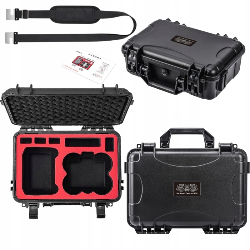 Wodoodporny hard case STARTRC do DJI Neo Fly More Combo — IP67, pianka EVA, pasek na ramię.