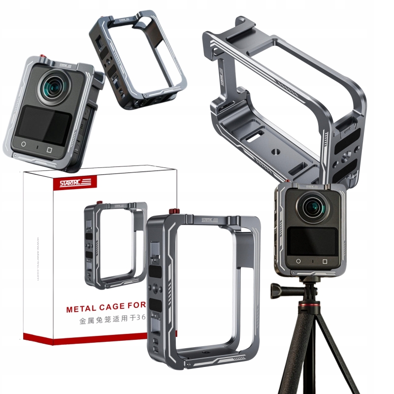 Aluminiowa klatka ochronna STARTRC do DJI Osmo 360 — lekka i sztywna ramka.