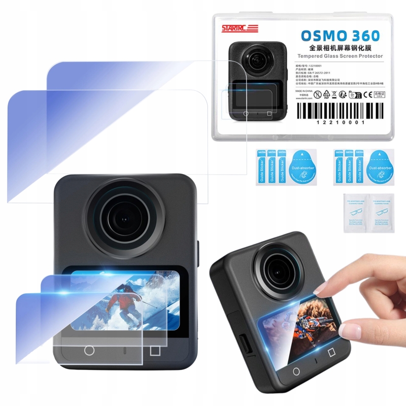 Zestaw 2× szkło hartowane STARTRC do DJI Osmo 360 — 0,33 mm, twardość 9H.