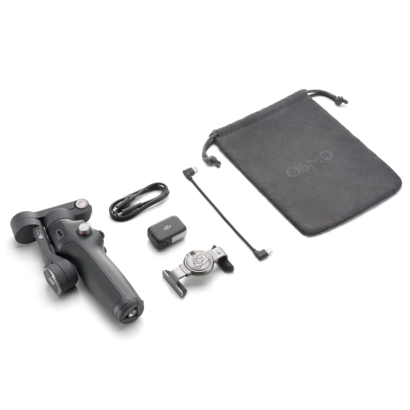 Gimbal DJI Osmo Mobile 8 - zawartość zestawu na ukos