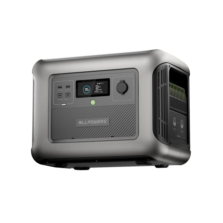 Zbliżenie na porty USB-C 200 W i USB-A 36 W w ALLPOWERS B1000