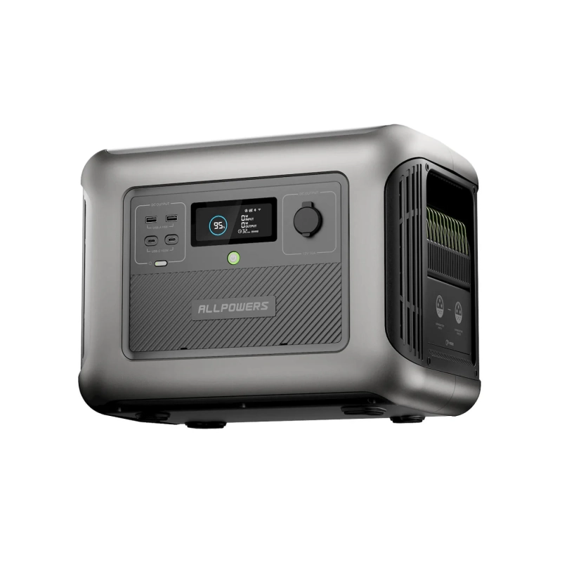 Zbliżenie na porty USB-C 200 W i USB-A 36 W w ALLPOWERS B1000