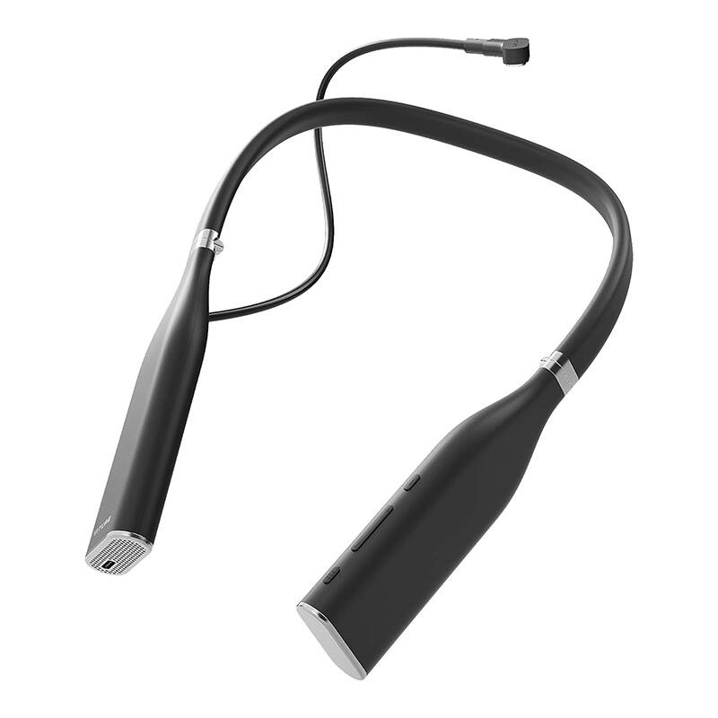 VITURE One Neckband leży na białej scenie i prezentuje kompaktową konstrukcję mobilnego centrum XR.