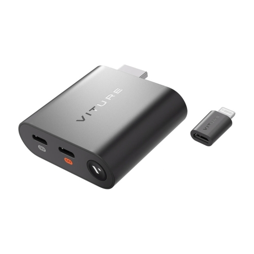 Adapter HDMI XR VITURE dla iPhone’a wyświetla aplikacje i filmy na wirtualnych ekranach w okularach VITURE XR.