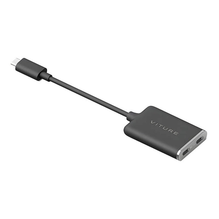 Adapter USB-C VITURE do okularów XR umożliwia jednoczesne ładowanie urządzenia i przesył obrazu w trybie przestrzennym.