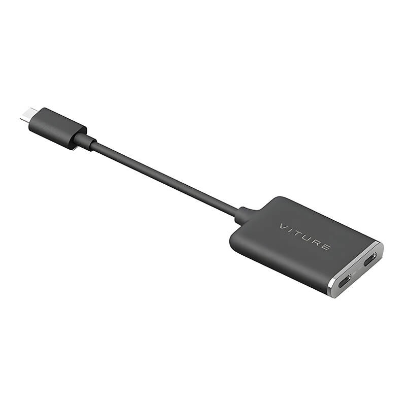 Adapter USB-C VITURE do okularów XR umożliwia jednoczesne ładowanie urządzenia i przesył obrazu w trybie przestrzennym.
