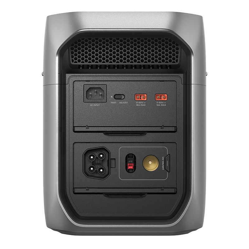 Stacja EcoFlow DELTA 3 Max Plus podłączona do mikroinwertera demonstruje wszechstronność ładowania.