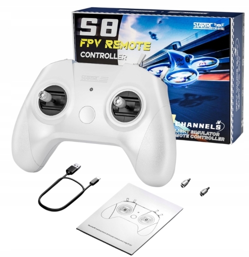 Kontroler STARTRC S8 widziany z góry prezentuje ergonomiczny układ drążków i przełączników do symulatorów FPV.