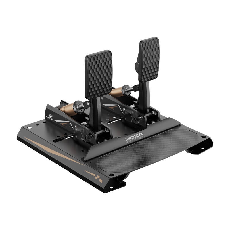 Czujnik Load Cell 200 kg w pedale hamulca Moza CRP2 gwarantuje realistyczne odczucia podczas hamowania w symulatorach.