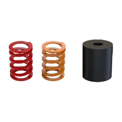 Elementy zestawu Moza RS17: sprężyny i elastomer na białym tle.