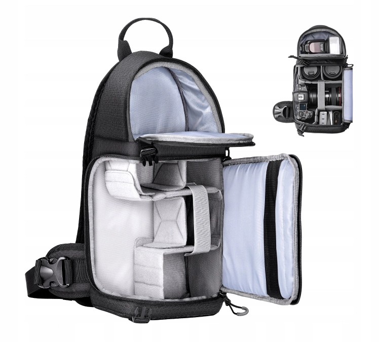 Plecak fotograficzny K&F Concept Beta Messenger w kolorze czarnym prezentowany od frontu.