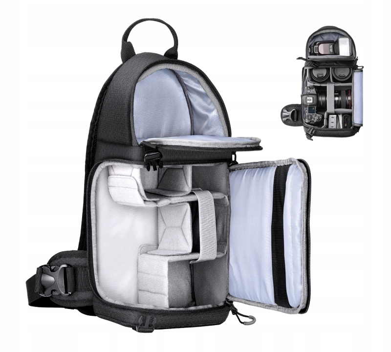Plecak fotograficzny K&F Concept Beta Messenger w kolorze czarnym prezentowany od frontu.