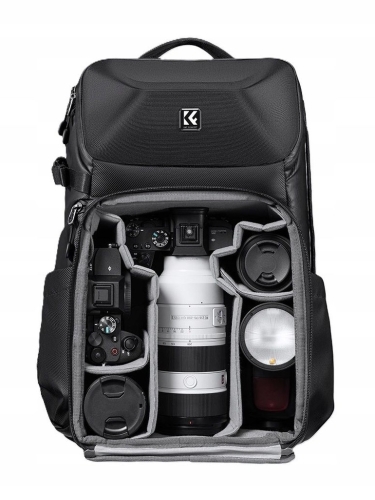 Plecak fotograficzny K&F Concept Beta 20L z twardą skorupą chroniącą sprzęt.