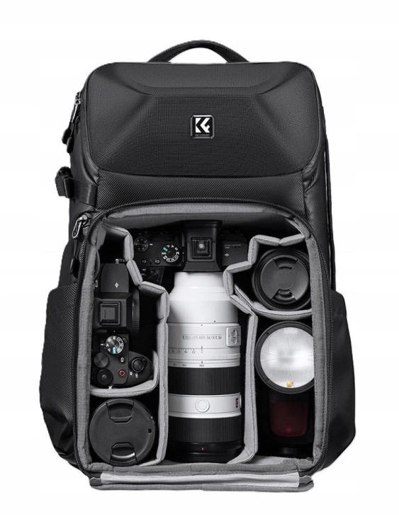 Plecak fotograficzny K&F Concept Beta 20L z twardą skorupą chroniącą sprzęt.
