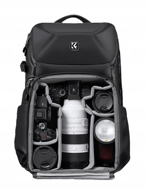 Plecak fotograficzny K&F Concept Beta 20L z twardą skorupą chroniącą sprzęt.
