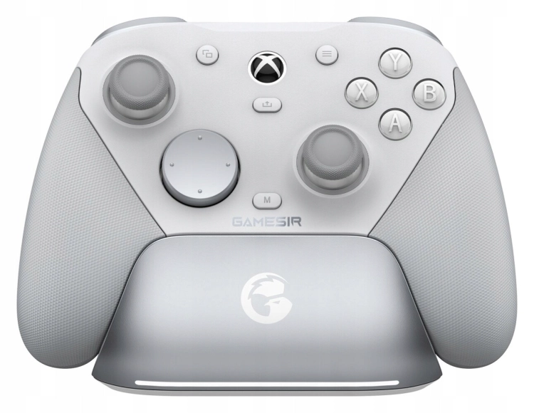 Pad GameSir G7 Pro w kolorze białym z podświetleniem RGB i magnetycznym frontem.