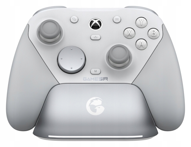 Pad GameSir G7 Pro w kolorze białym z podświetleniem RGB i magnetycznym frontem.