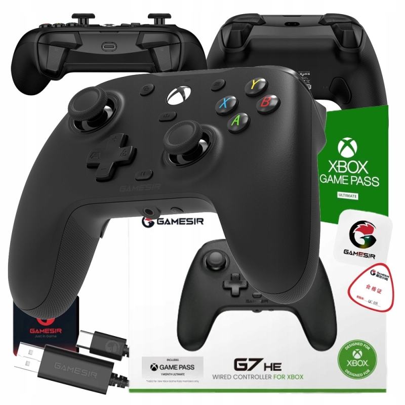 Czarny pad GameSir G7 HE leżący na płaskiej powierzchni, widok z góry.