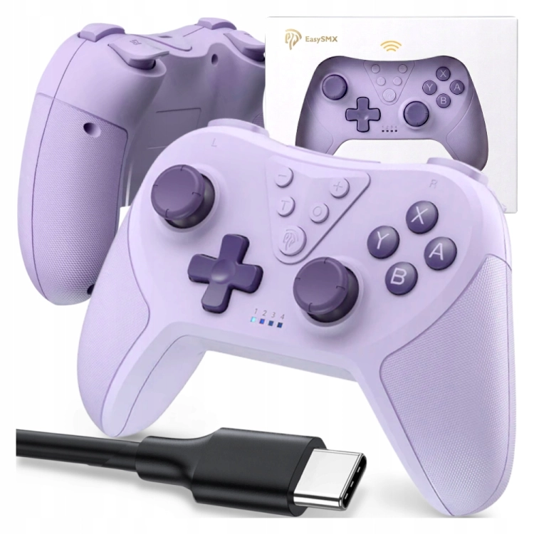 Fioletowy bezprzewodowy kontroler EasySMX T37 dedykowany do konsol Nintendo Switch i PC.