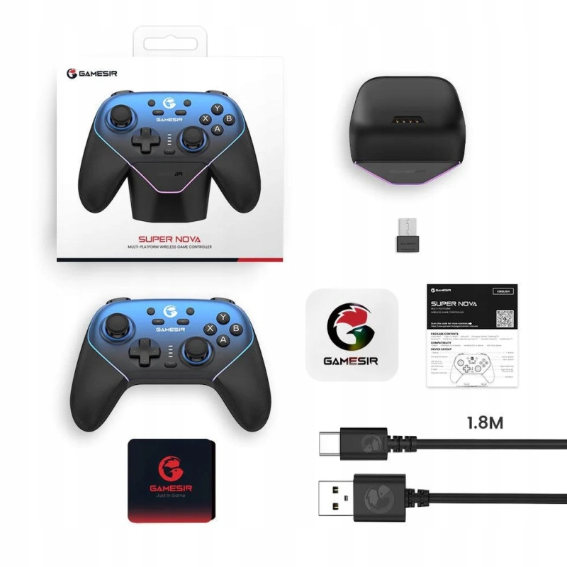 Kompletny zestaw kontrolera GameSir Super Nova w oryginalnym opakowaniu producenta.
